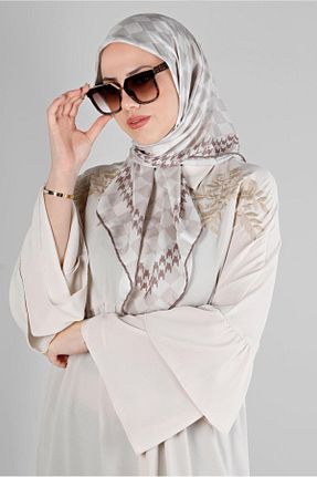 روسری قهوه ای پلی استر Alvina - کد 801114009