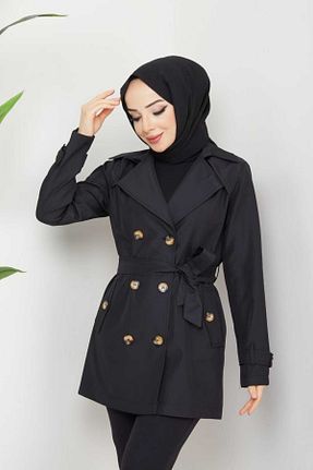 ترنچکت مشکی زنانه پنبه پلی استر B.HE.Z - کد 871903840