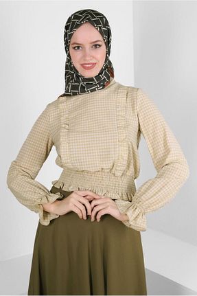 روسری قهوه ای پنبه پلی استر Alvina - کد 805630595