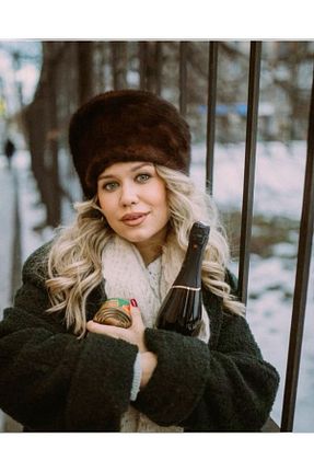 کلاه قهوه ای زنانه خز مصنوعی Goldmine - کد 873219853
