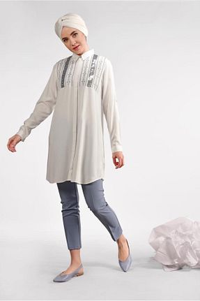 تونیک حجاب بژ زنانه ویسکون TRENDTESETTÜR - کد 86185028