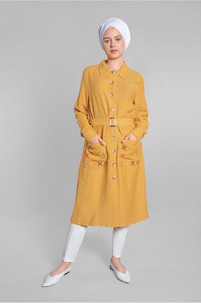 تونیک حجاب زرد زنانه ویسکون TRENDTESETTÜR - کد 86584853
