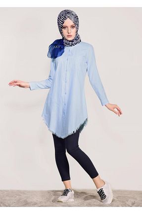 تونیک حجاب آبی زنانه %100 پنبه TRENDTESETTÜR - کد 86184798