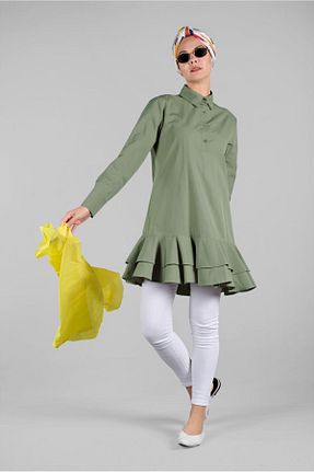تونیک حجاب خاکی زنانه پلی استر TRENDTESETTÜR - کد 86185131