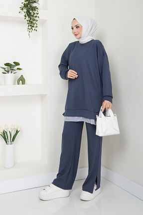 ست بالاتنه و پائین تنه حجاب آبی زنانه رگولار Pamuk Butik - کد 873060661