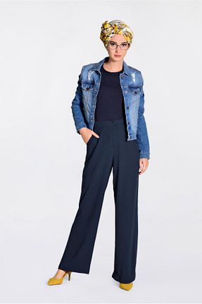 شلوار حجاب سرمه ای زنانه پلی استر TRENDTESETTÜR - کد 95678591