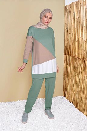 ست بالاتنه و پائین تنه حجاب سبز زنانه رگولار TRENDTESETTÜR - کد 91416987