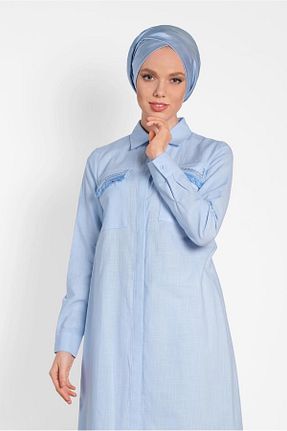 تونیک حجاب آبی زنانه پنبه ای TRENDTESETTÜR - کد 97170091