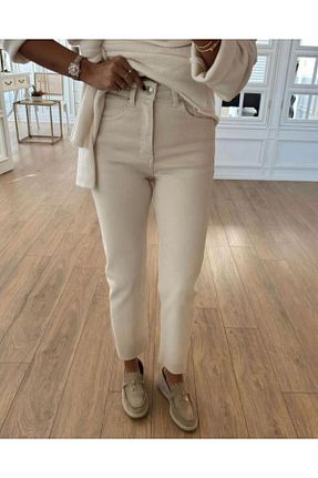 شلوار جین بژ زنانه پاچه لوله تفنگی Niceboutique - کد 871930103