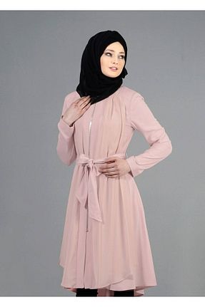 ترنچکت حجاب صورتی زنانه مخلوط ویسکون TRENDTESETTÜR - کد 95390086