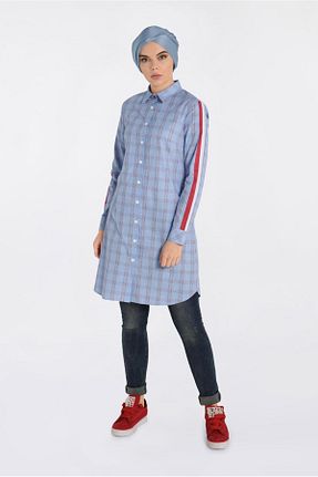 تونیک حجاب آبی زنانه %100 پنبه TRENDTESETTÜR - کد 94689180