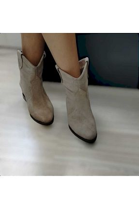 بوت / نیم بوت بژ زنانه چرم خالص zera - کد 871948851