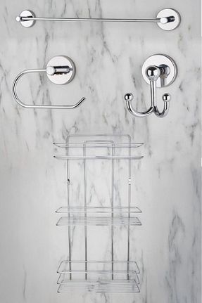 ست حمام طوسی کروم Aktel Banyo - کد 872091237