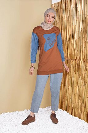 تونیک حجاب زرشکی زنانه پلی استر TRENDTESETTÜR - کد 809213137