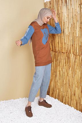 تونیک حجاب زرشکی زنانه پلی استر TRENDTESETTÜR - کد 809213137