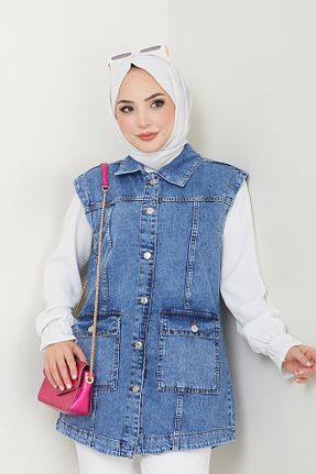 جلیقه حجاب آبی زنانه رگولار Pamuk Butik - کد 871956200
