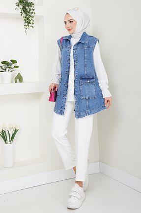 جلیقه حجاب آبی زنانه رگولار Pamuk Butik - کد 871956200