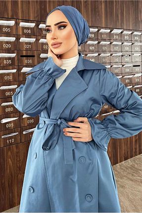 ترنچکت حجاب سرمه ای زنانه پنبه پلی استر TRENDTESETTÜR - کد 274127359