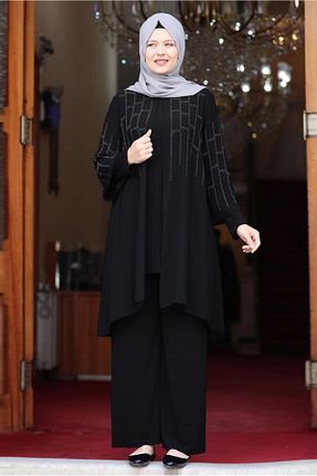 ست بالاتنه و پائین تنه حجاب مشکی زنانه رگولار TRENDTESETTÜR - کد 286597771