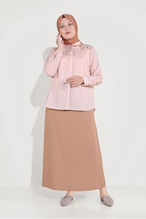 بلوز حجاب نارنجی زنانه پنبه ای TRENDTESETTÜR - کد 299551438