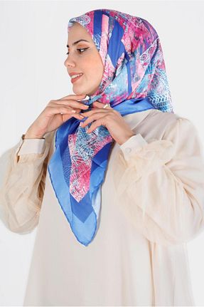 روسری سرمه ای پلی استر Alvina - کد 804945359