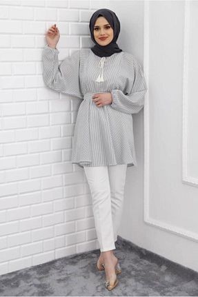 تونیک حجاب طوسی زنانه پلی استر TRENDTESETTÜR - کد 277627351