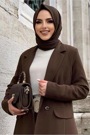 ست بالاتنه و پائین تنه حجاب قهوه ای زنانه رگولار TRENDTESETTÜR - کد 320107560