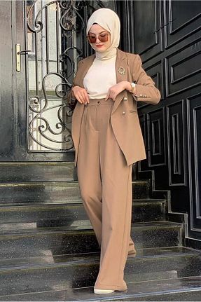 ست بالاتنه و پائین تنه حجاب قهوه ای زنانه رگولار TRENDTESETTÜR - کد 314824967