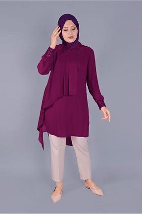 تونیک حجاب بنفش زنانه ویسکون TRENDTESETTÜR - کد 316563570