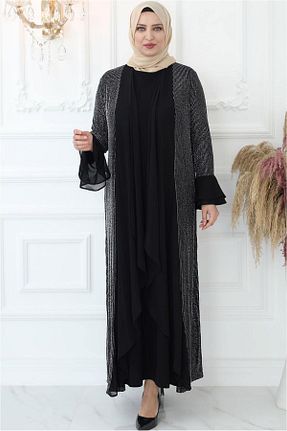لباس مجلسی حجاب طوسی زنانه یقه دوچرخه TRENDTESETTÜR - کد 705956759