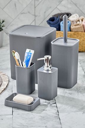 ست حمام طوسی پلاستیک Lida - کد 872142973