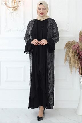 لباس مجلسی حجاب طوسی زنانه یقه دوچرخه TRENDTESETTÜR - کد 705956759