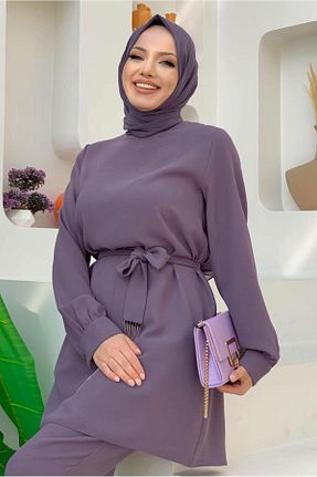 ست بالاتنه و پائین تنه حجاب بنفش زنانه رگولار TRENDTESETTÜR - کد 720691419