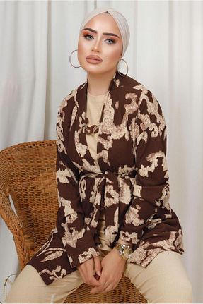 ست بالاتنه و پائین تنه حجاب قهوه ای زنانه رگولار TRENDTESETTÜR - کد 742204952