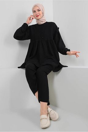 ست بالاتنه و پائین تنه حجاب مشکی زنانه رگولار TRENDTESETTÜR - کد 736882593