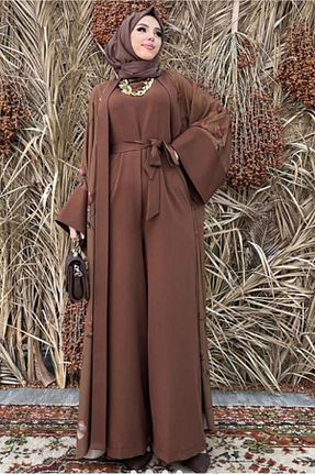 لباس حجاب قهوه ای زنانه رگولار TRENDTESETTÜR - کد 670685938