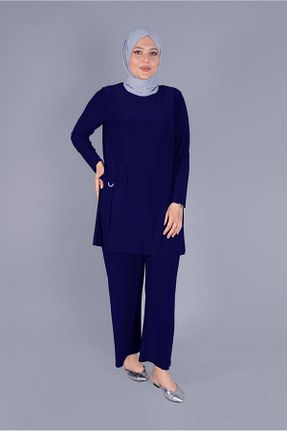 ست بالاتنه و پائین تنه حجاب سرمه ای زنانه رگولار TRENDTESETTÜR - کد 703179185