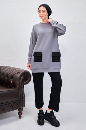 ست بالاتنه و پائین تنه حجاب طوسی زنانه رگولار TRENDTESETTÜR - کد 788862007