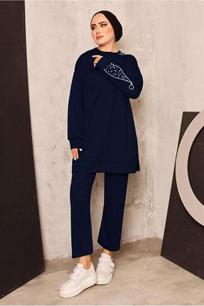 ست بالاتنه و پائین تنه حجاب سرمه ای زنانه رگولار TRENDTESETTÜR - کد 795458966