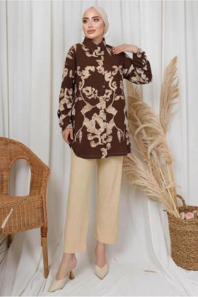 ست بالاتنه و پائین تنه حجاب قهوه ای زنانه رگولار TRENDTESETTÜR - کد 745102156