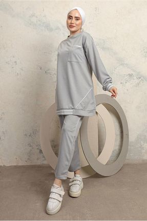 ست بالاتنه و پائین تنه حجاب طوسی زنانه رگولار TRENDTESETTÜR - کد 756787030