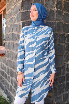 تونیک حجاب سرمه ای زنانه پنبه ای TRENDTESETTÜR - کد 834559050