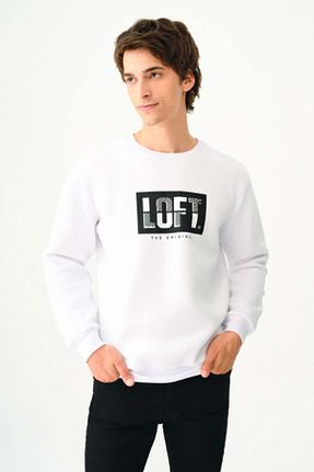سوئیشرت سفید مردانه چاپی Loft - کد 872029555