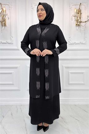 لباس مجلسی حجاب مشکی زنانه یقه دوچرخه TRENDTESETTÜR - کد 816918331