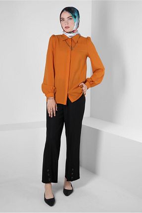بلوز حجاب نارنجی زنانه رگولار TRENDTESETTÜR - کد 841178461
