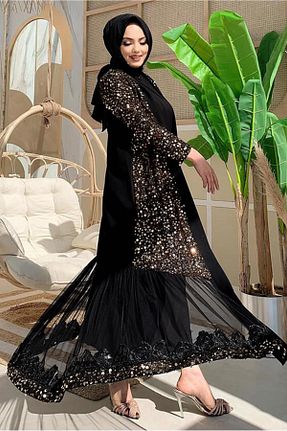 لباس مجلسی حجاب مشکی زنانه یقه دوچرخه TRENDTESETTÜR - کد 815719276