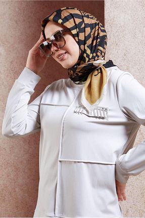 روسری بژ پلی استر Alvina - کد 857789406