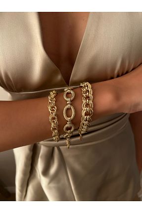 دستبند استیل (فولاد) طلائی زنانه استیل ضد زنگ İNN JEWELLERY - کد 872068774