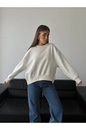 سوئیشرت سفید زنانه ساده Butik - کد 863727710