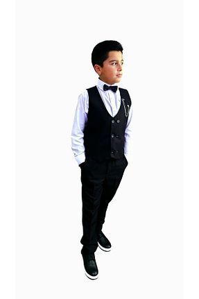 کت و شلوار مشکی بچه گانه یقه پرستوئی HAYTA - کد 135959040